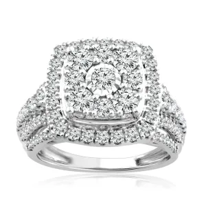 10ct White Gold 2 Carat Diamond Dress Ring