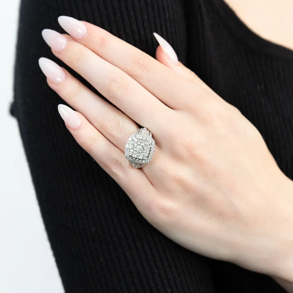 10ct White Gold 2 Carat Diamond Dress Ring