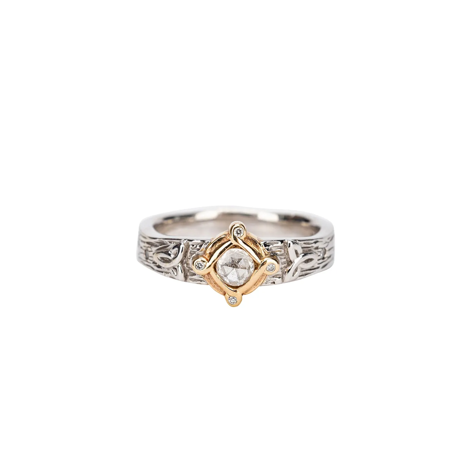 10k White and Yellow Gold Rocks 'n Rivers Diamond 3 Piece Ring