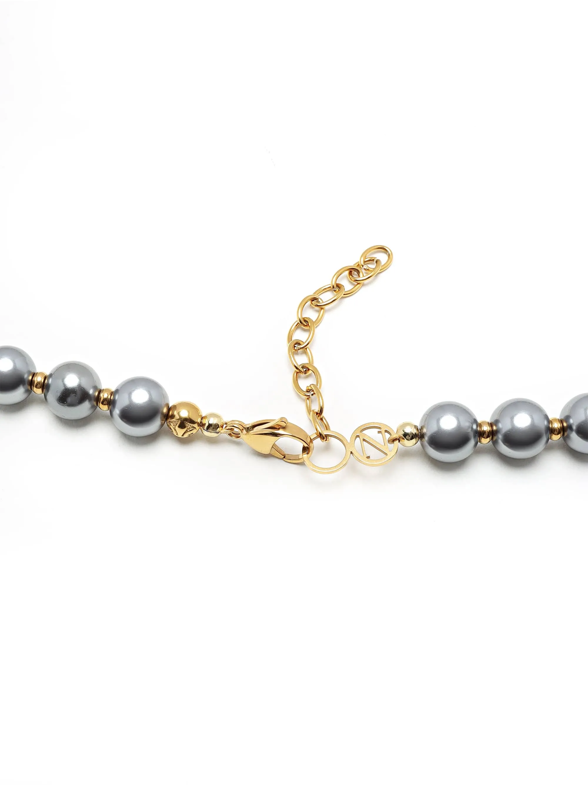 10mm Metallic Pearl Necklace with Gold