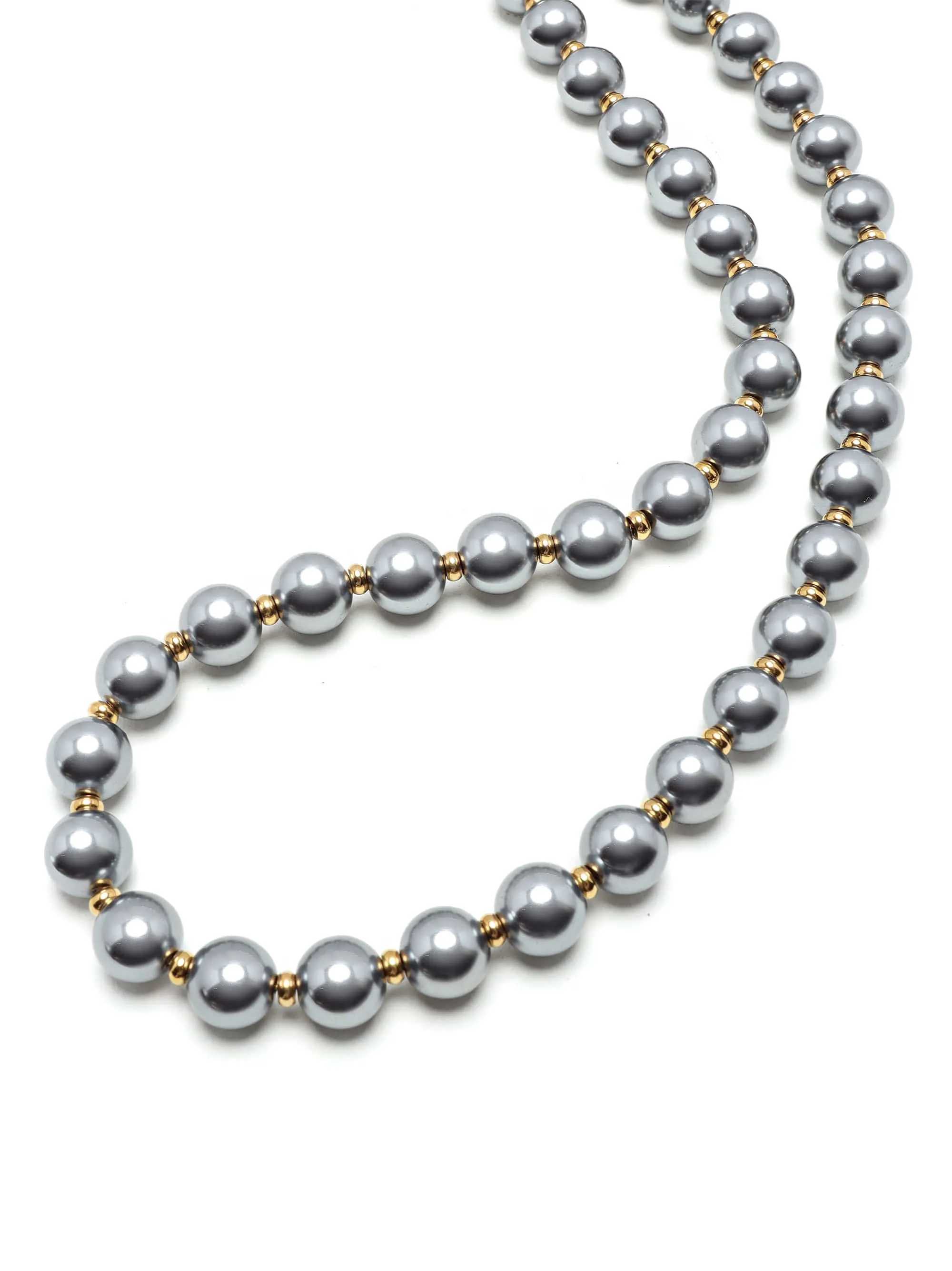 10mm Metallic Pearl Necklace with Gold