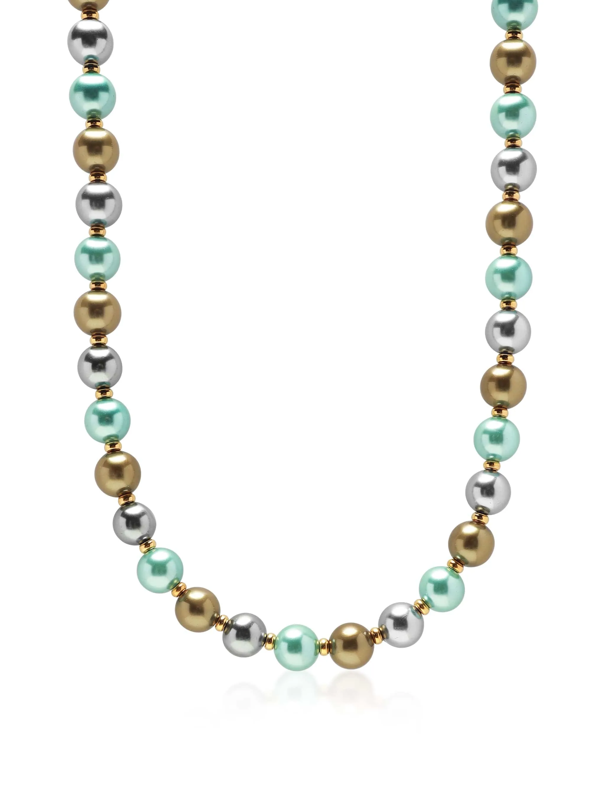 10mm Pastel Metallic Pearl Necklace with Gold