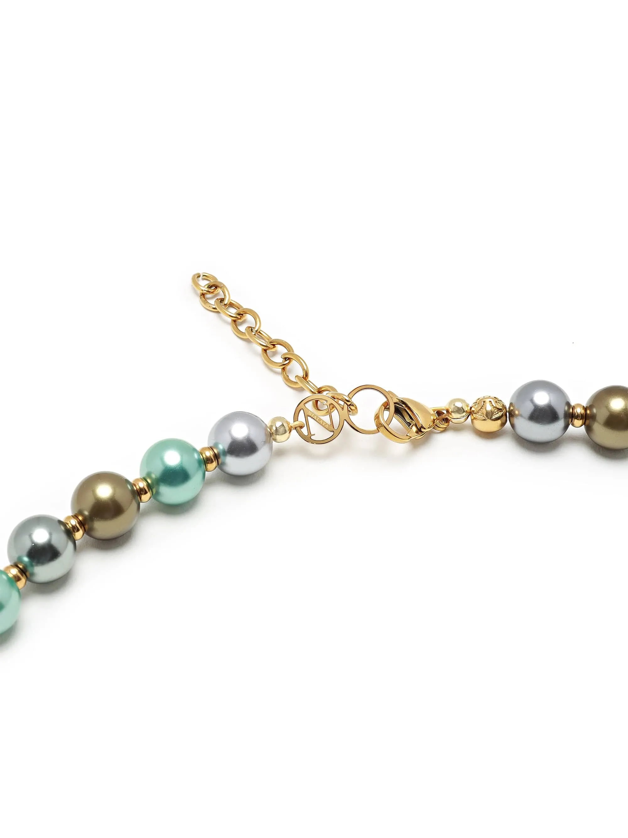 10mm Pastel Metallic Pearl Necklace with Gold