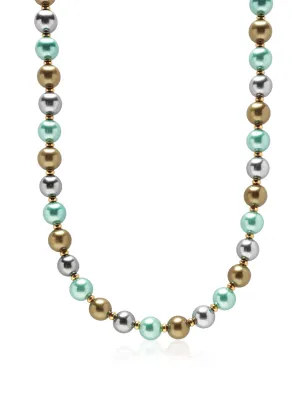 10mm Pastel Metallic Pearl Necklace with Gold