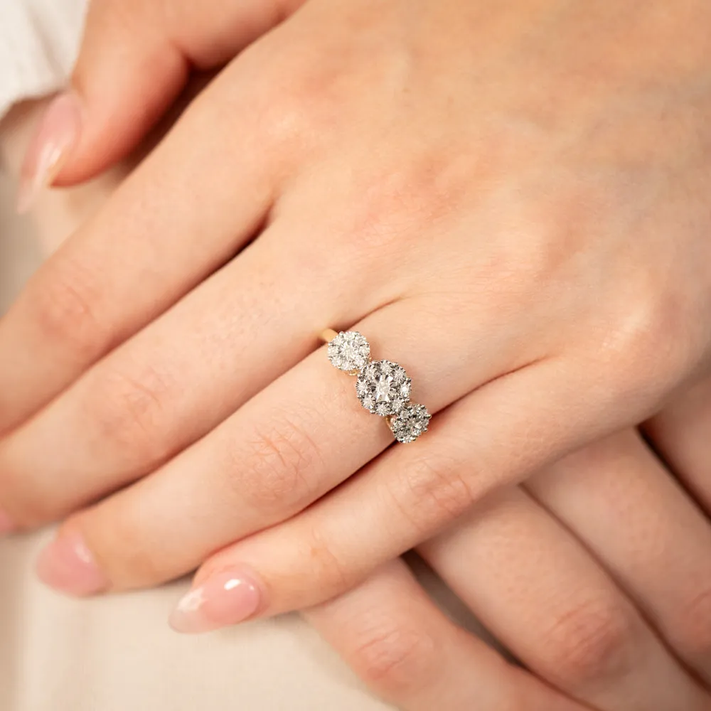 1/10 Carat Diamond Trilogy Ring in 9ct Yellow Gold