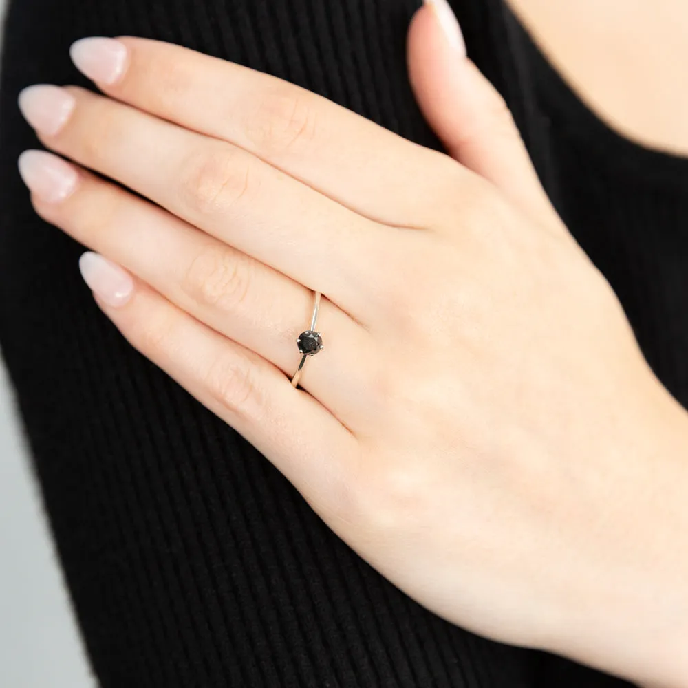 1/2 Carat Black Diamond Ring in Sterling Silver
