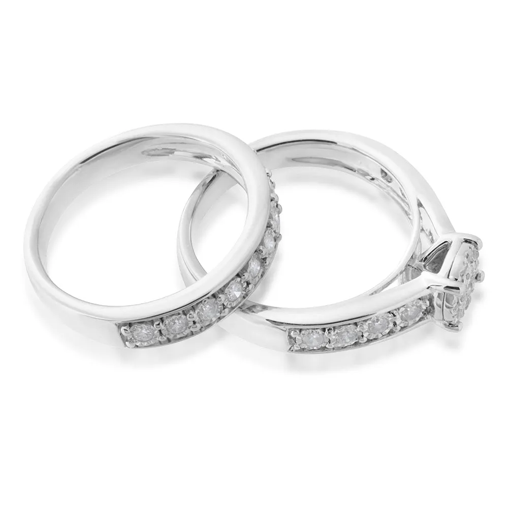 1/2 Carat Diamond 2-Ring Bridal Set in Sterling Silver