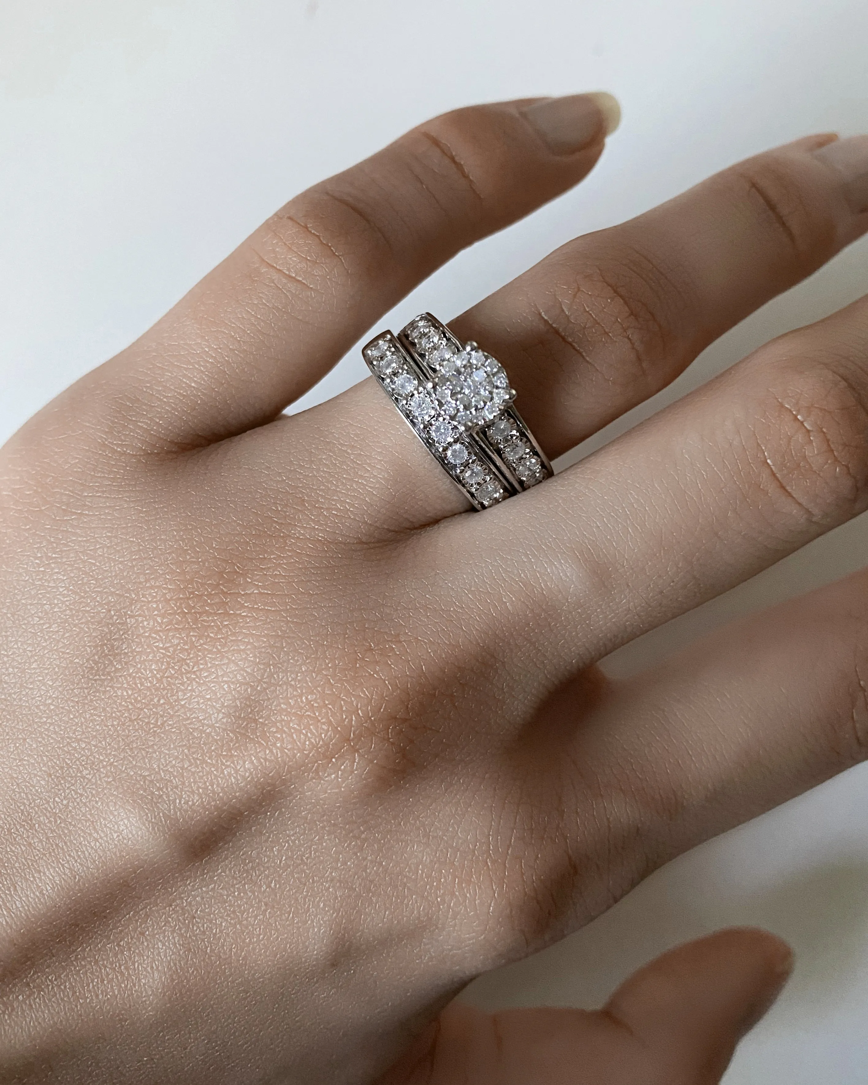 1/2 Carat Diamond 2-Ring Bridal Set in Sterling Silver