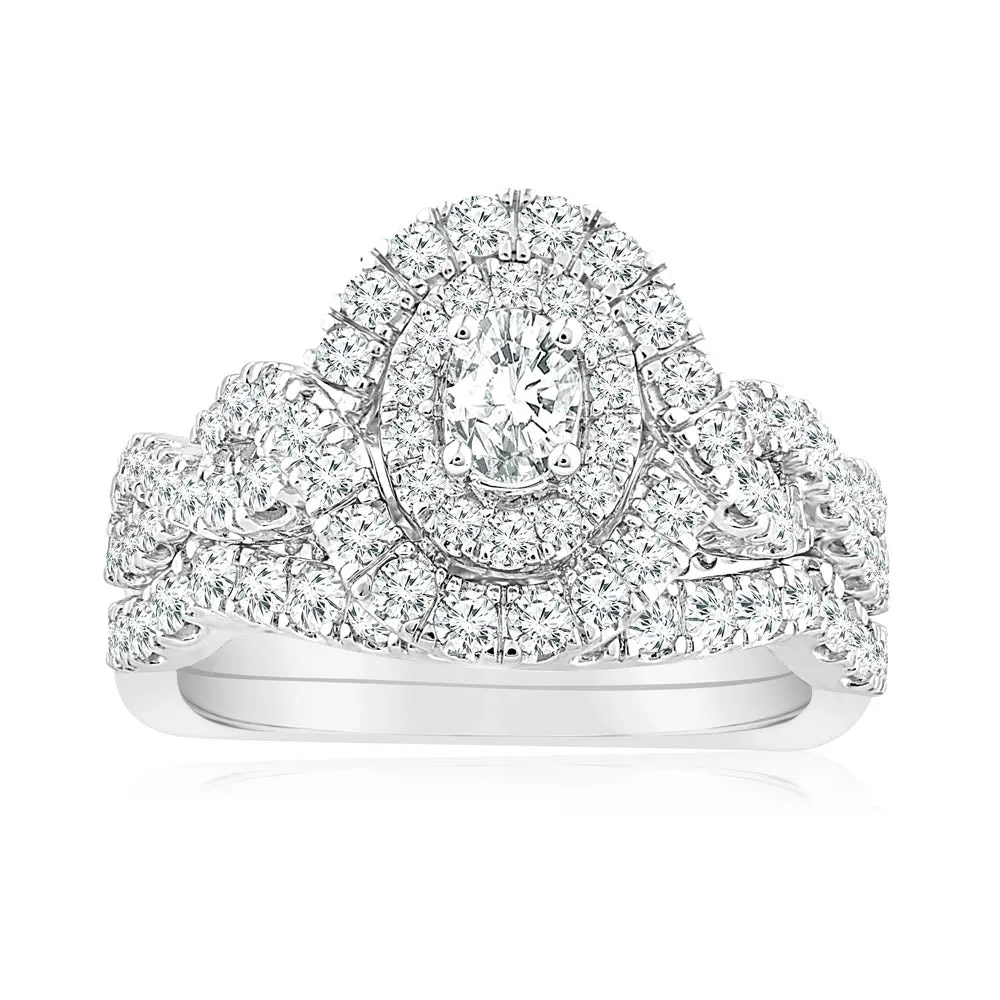 1.20 Carat Diamond Oval Cluster Ring in 14ct White Gold