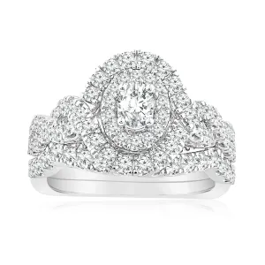 1.20 Carat Diamond Oval Cluster Ring in 14ct White Gold