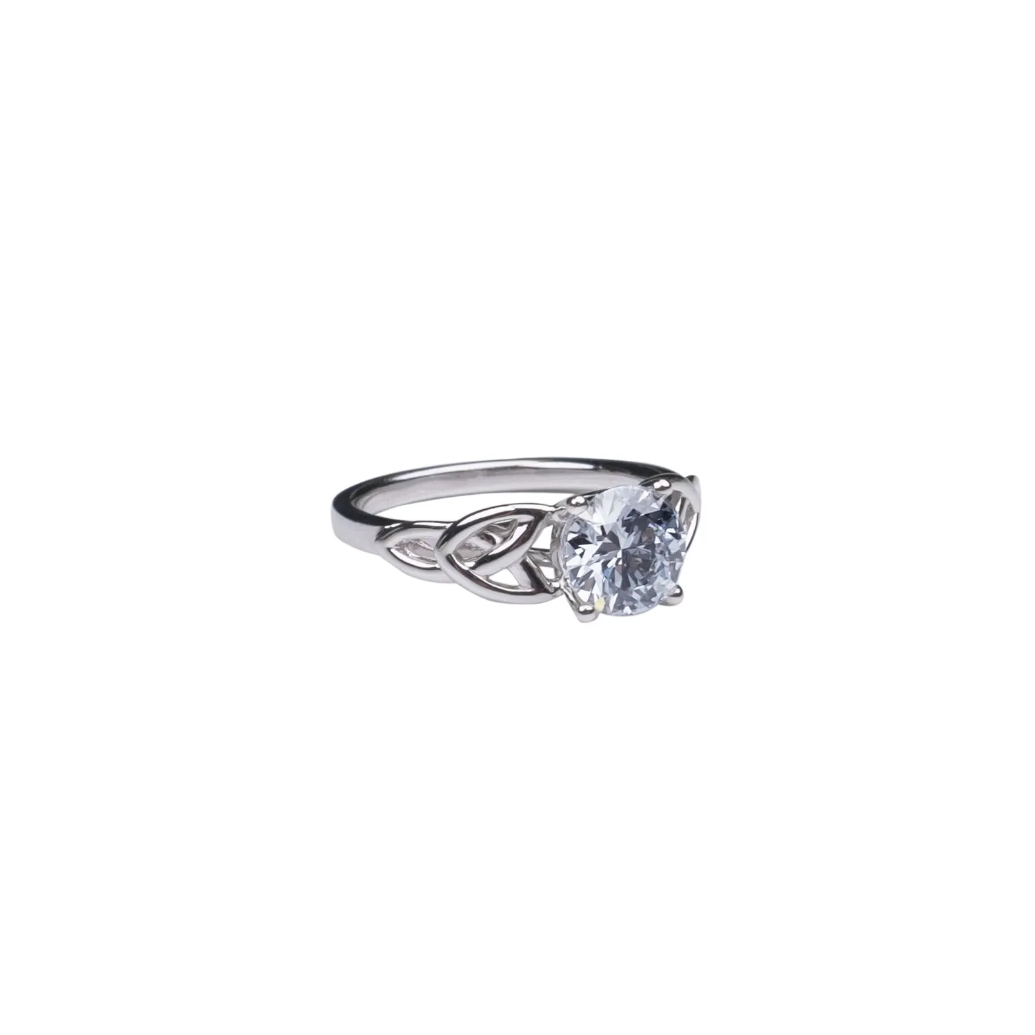 14k White Gold Certified Lab Grown Fancy Blue 1.42ct Diamond Trinity Ring