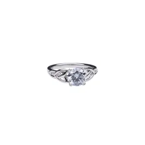 14k White Gold Certified Lab Grown Fancy Blue 1.42ct Diamond Trinity Ring