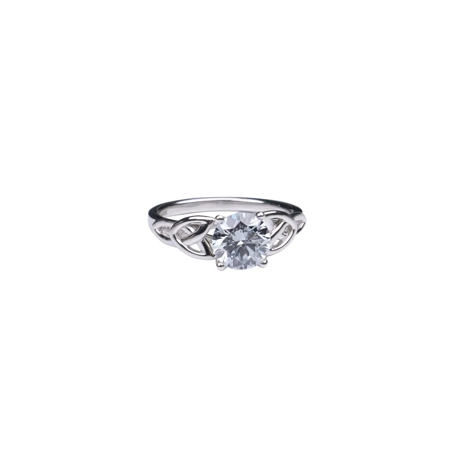 14k White Gold Certified Lab Grown Fancy Blue 1.42ct Diamond Trinity Ring
