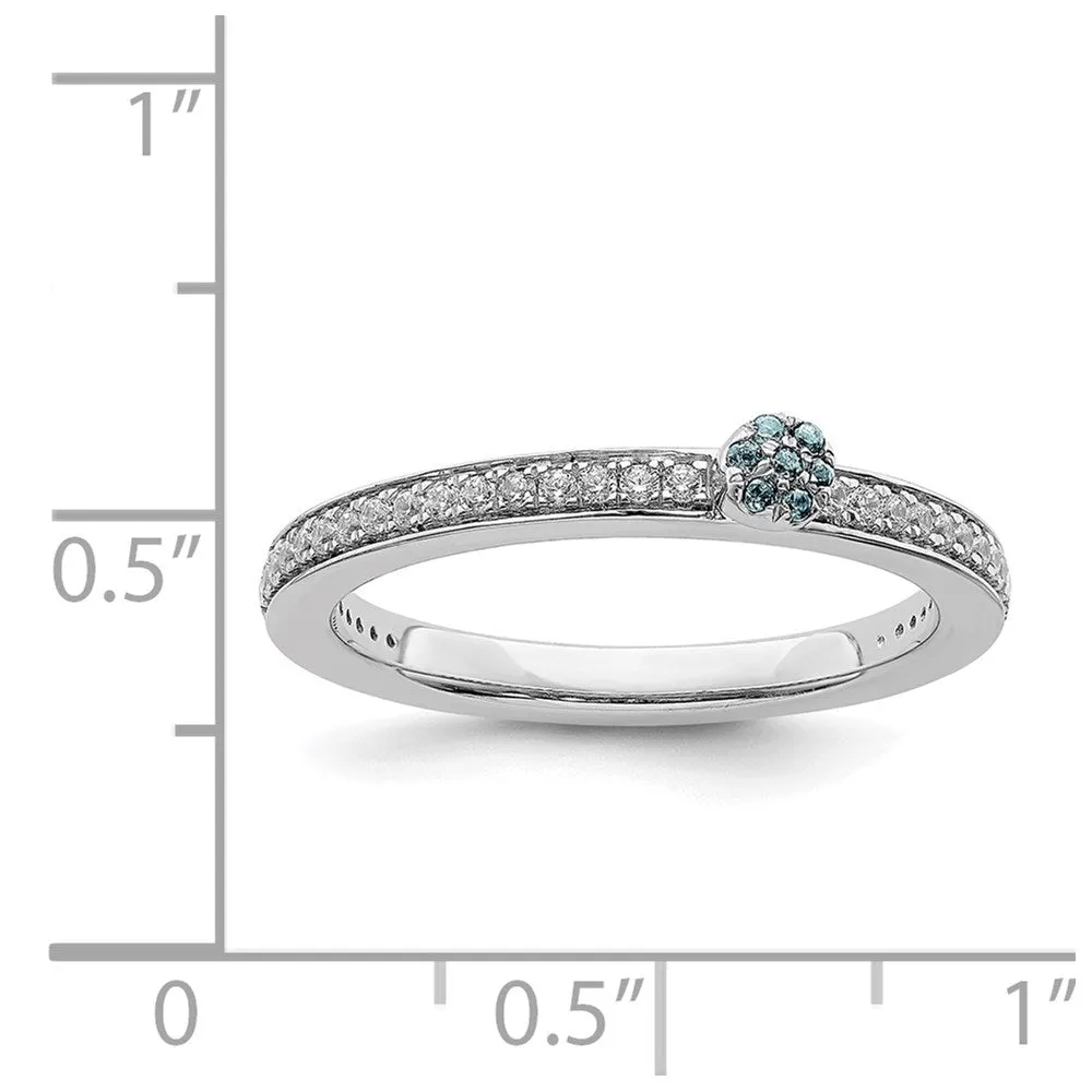 14k White Gold Stackable Expressions Aquamarine and Diamond Ring | SK2078