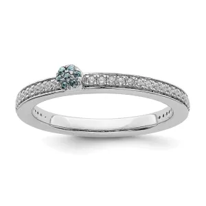 14k White Gold Stackable Expressions Aquamarine and Diamond Ring | SK2078