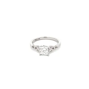 14k White Gold with 1 ct Modified Brilliant Cut Natural Diamond Trinity Ring