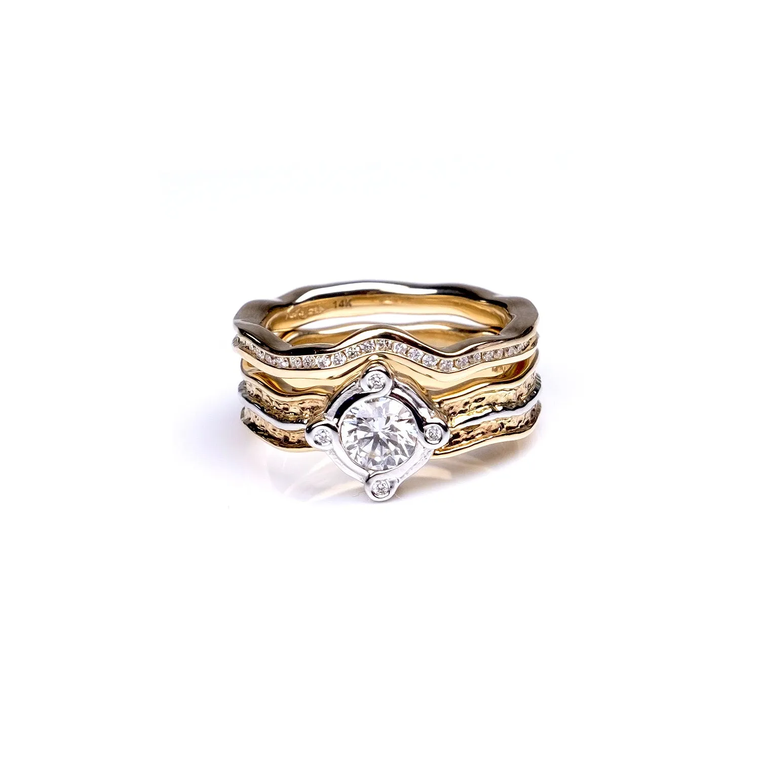 14k Yellow and White Gold Certified Lab Grown Diamond Rocks 'n Rivers  Ring