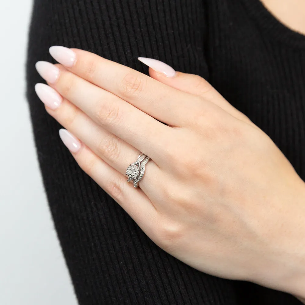 1/5 Carat Diamond  2-Ring Bridal Set in Sterling Silver