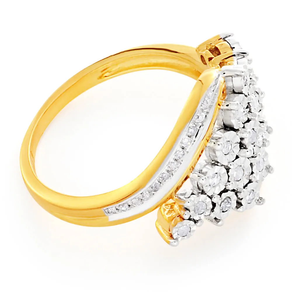 1/5 Carat Diamond Ring in 9ct Yellow Gold