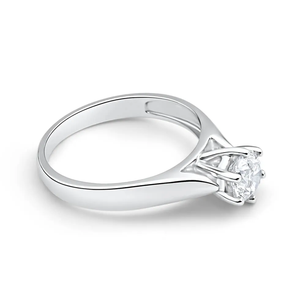 18ct White Gold 0.70 Carat GI Colour SI Clarity Certified Diamond Ring