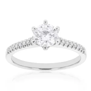 18ct White Gold 0.80 Carat Solitaire with 0.70 Carat Certified Centre Diamond