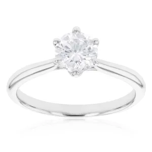 18ct White Gold Solitaire Ring with 1.00 Carat GI SI Certified Diamond