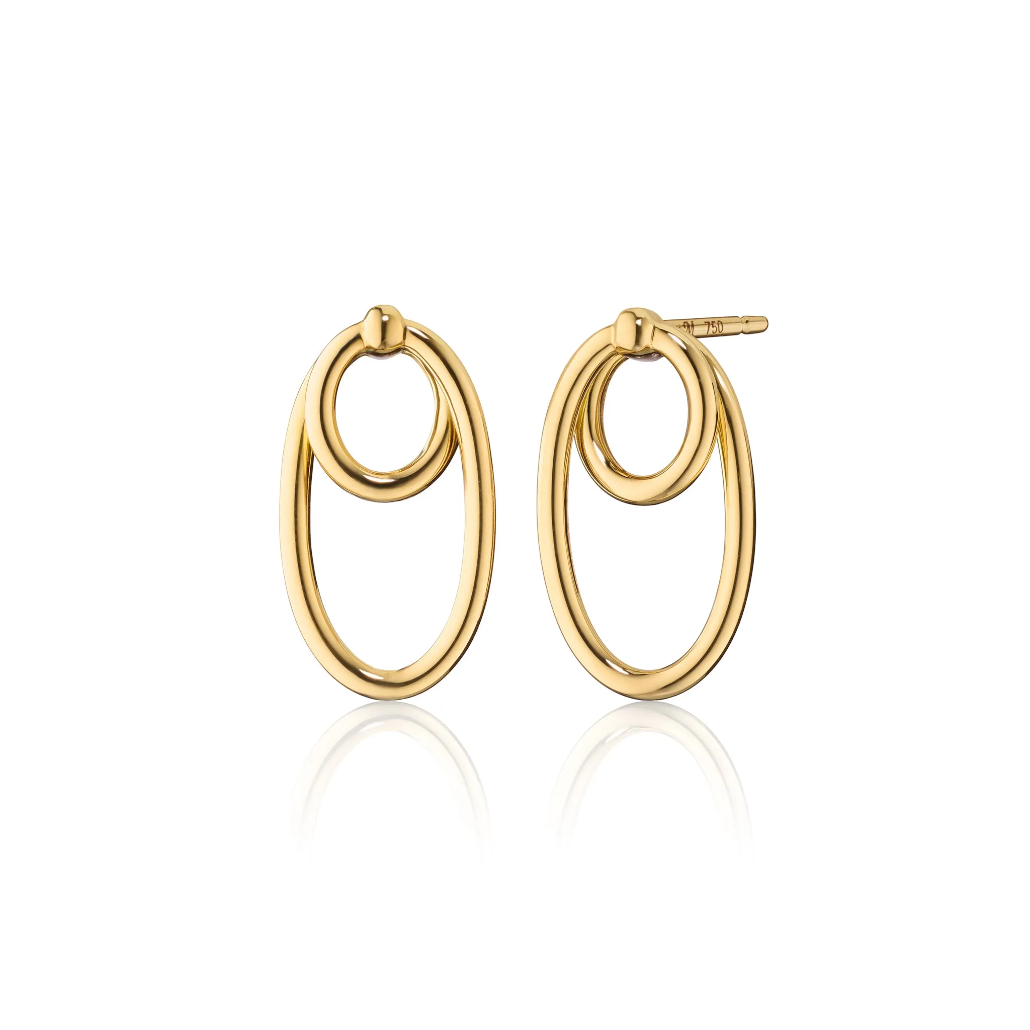 18k Gold Double Oval Infinity Earrings