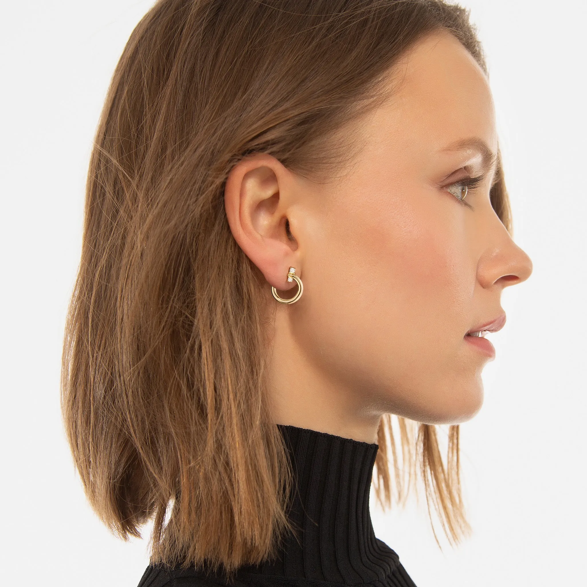 18K Gold Small "Galaxy Wrap Hoop" Earring with Diamonds
