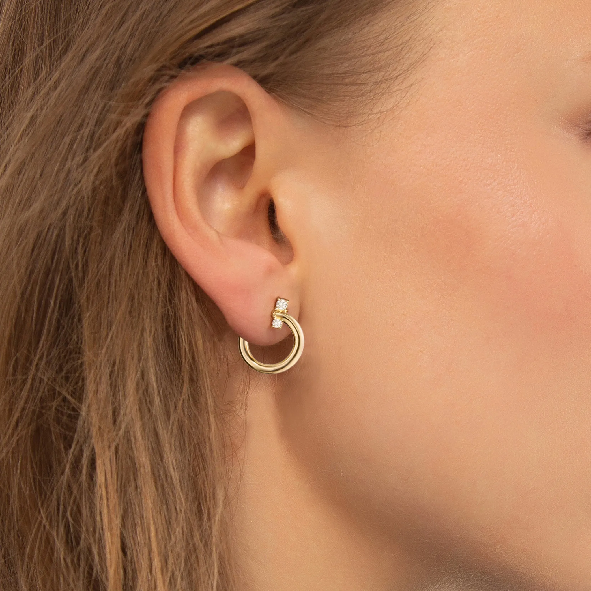 18K Gold Small "Galaxy Wrap Hoop" Earring with Diamonds