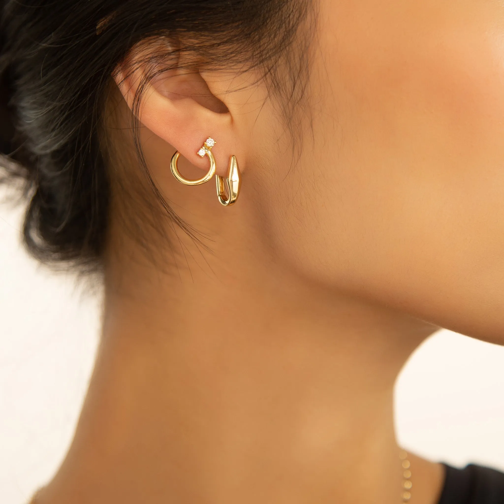 18K Gold Small "Galaxy Wrap Hoop" Earring with Diamonds