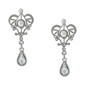 1928 Bridal Crystal And  Faux Pearl Drop Earrings