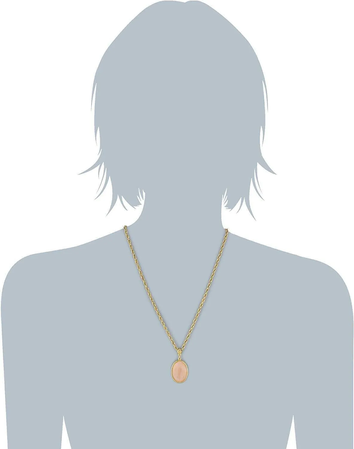 1928 Jewelry Genuine Gemstone Oval Pendant Necklace 16"   3" Extender