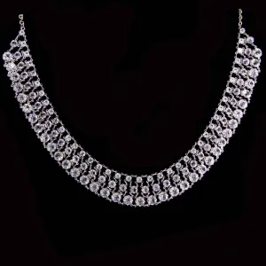1928 Jewelry Round 3 Row Vintage Austrian Crystal Necklace 16"   3" Extender