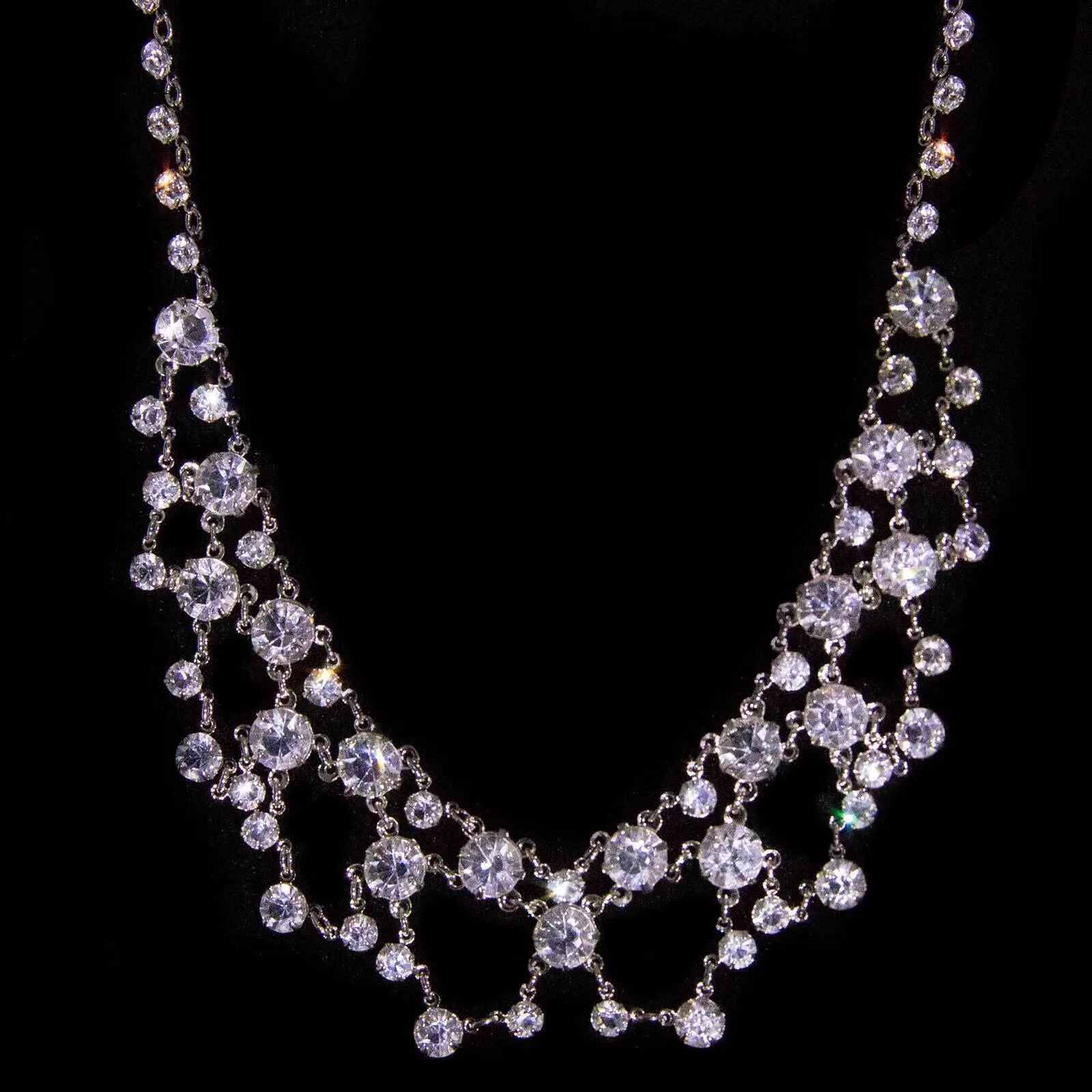 1928 Jewelry Vintage Austrian Crystal Collar  Drop Necklace 14.5"