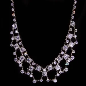1928 Jewelry Vintage Austrian Crystal Collar  Drop Necklace 14.5"