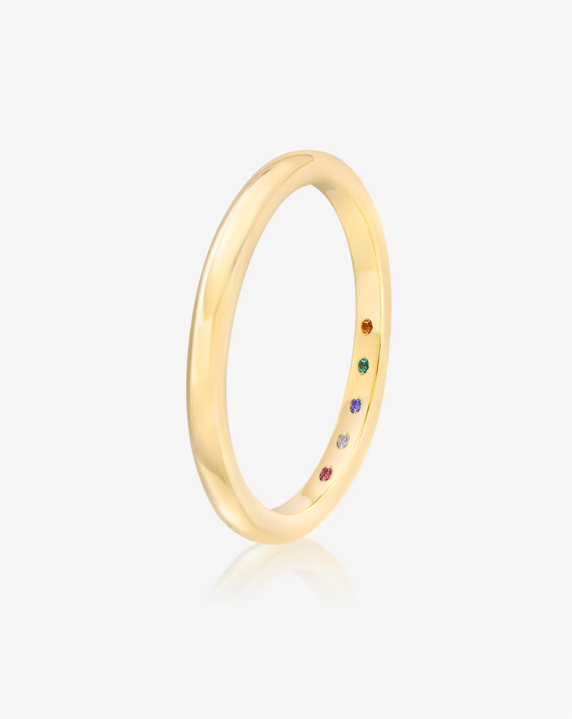 2 mm Cloud Band with Birthstone