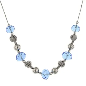 2028 Jewelry Blue Beaded Necklace 16"   3" Extender