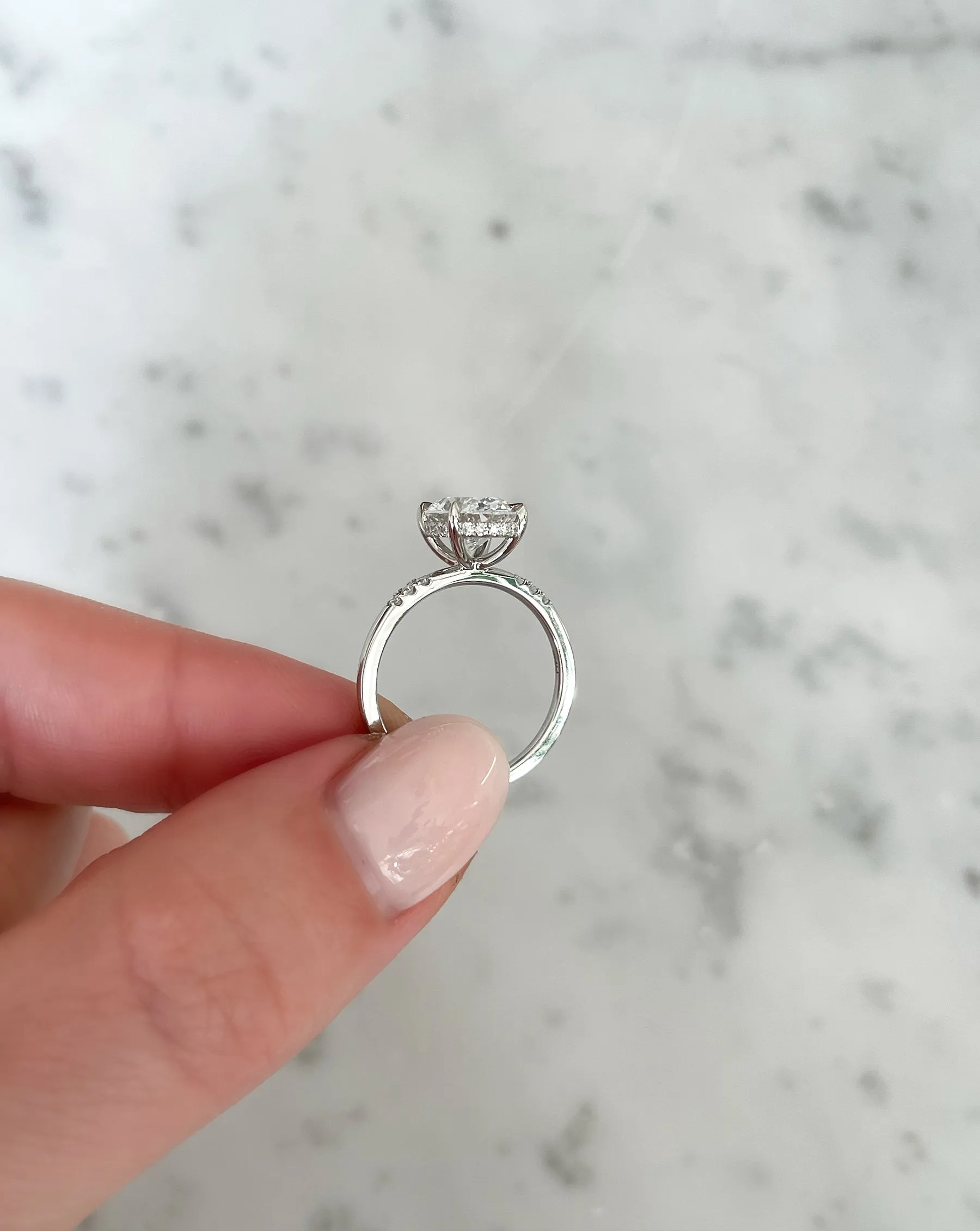 2.32 Lab Grown Oval Whisper Thin® Trio Hidden Halo