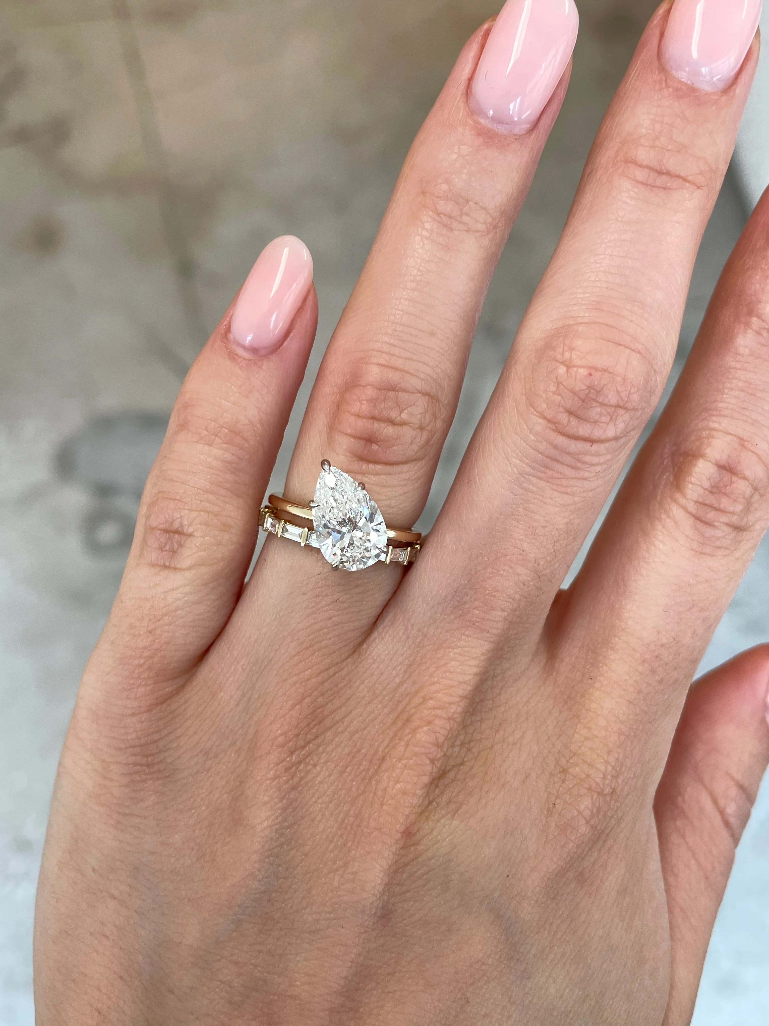 3.01 Lab Grown Pear Slanted Whisper Thin® Hidden Halo