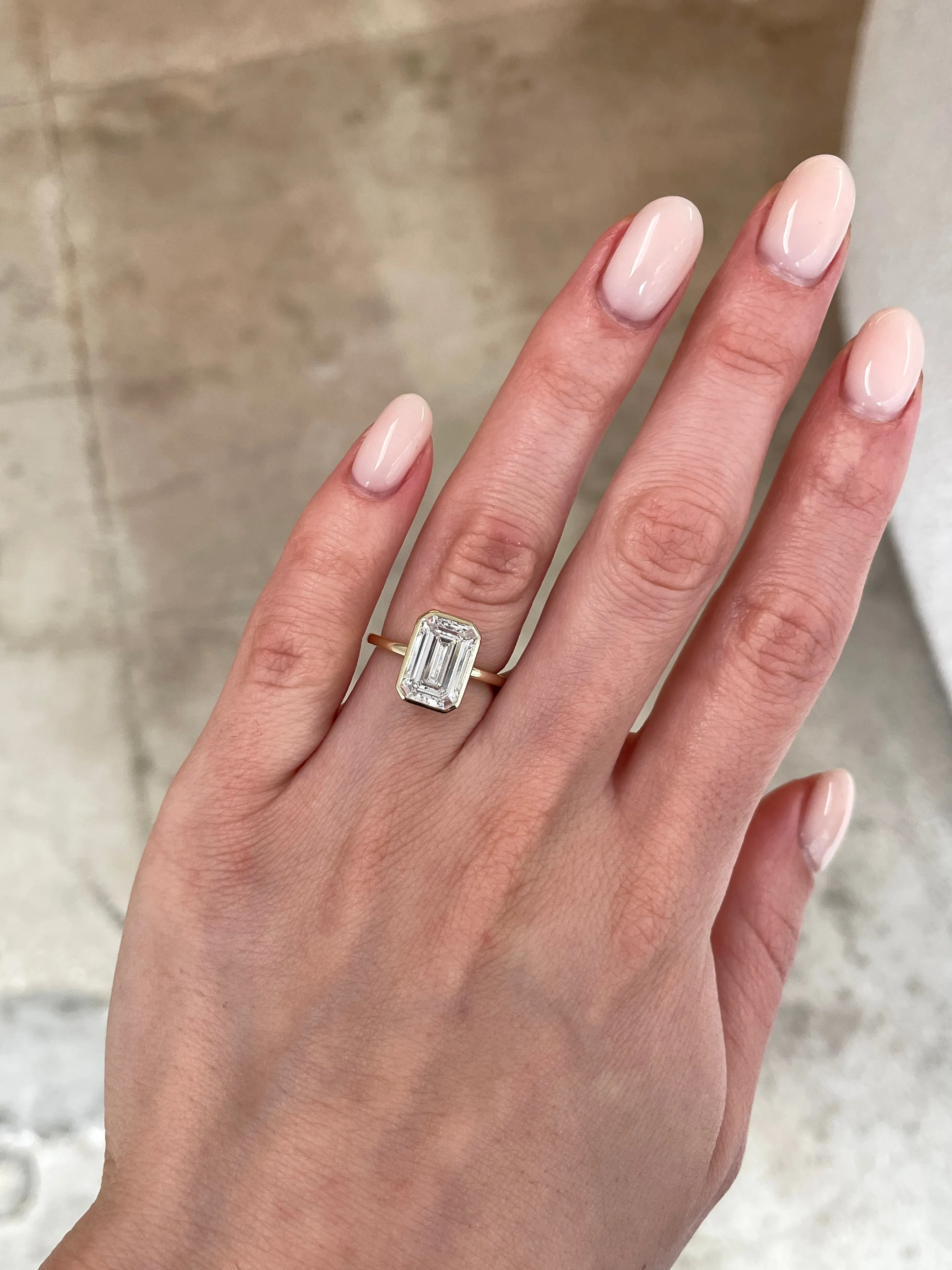 3.02 Lab Grown Emerald Whisper Thin® Bezel