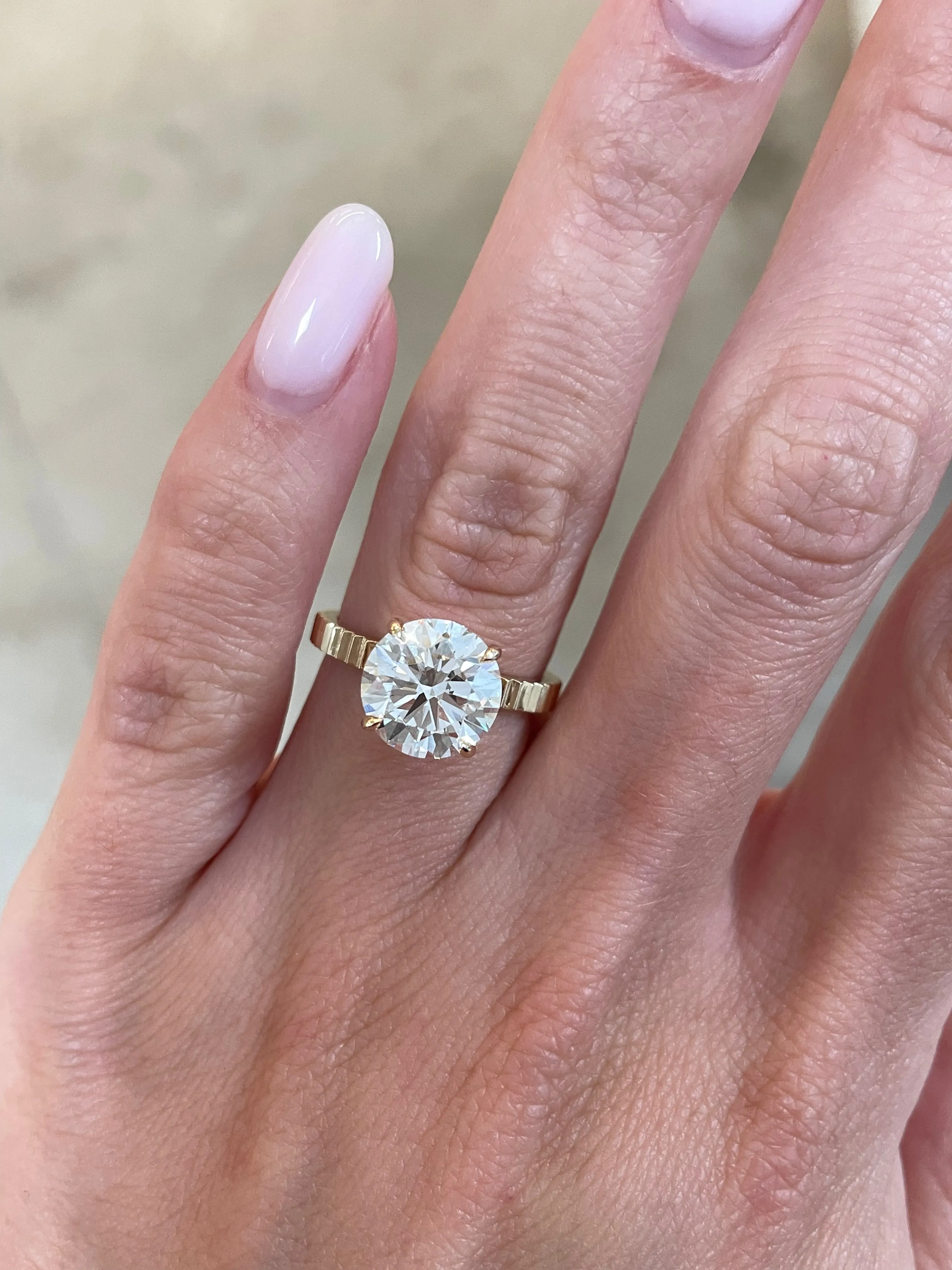 3.02 Lab Grown Round Brilliant Fluted Solitaire