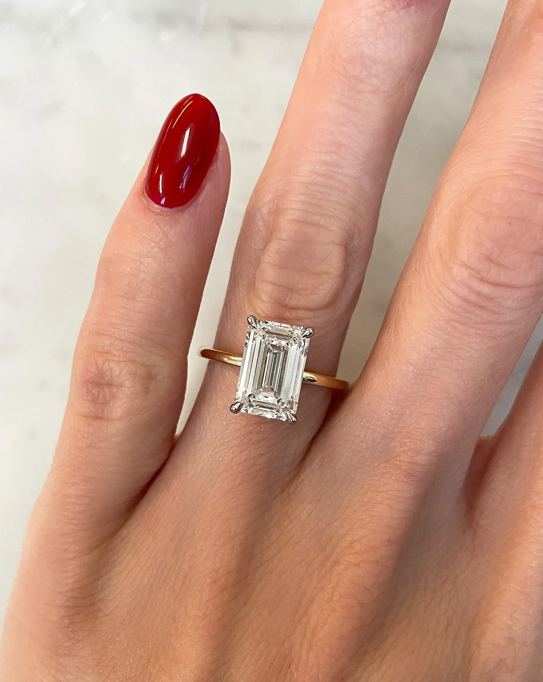 3.25 Lab Grown Emerald Whisper Thin® Hidden Halo