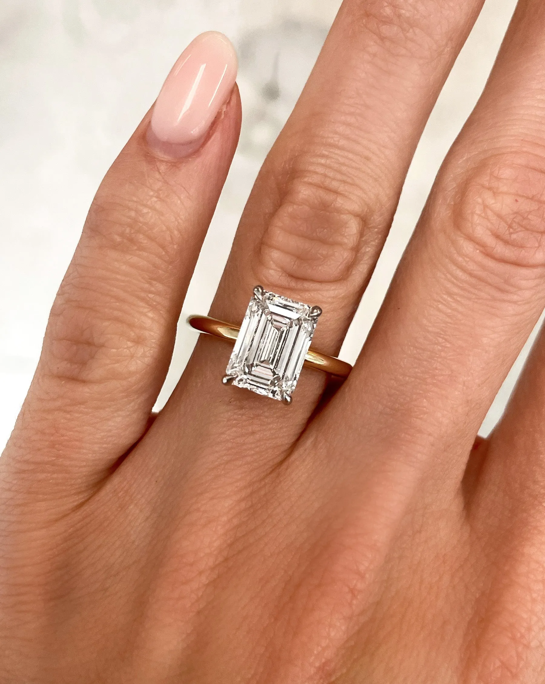 3.42 Lab Grown Emerald Cloud Solitaire Hidden Halo