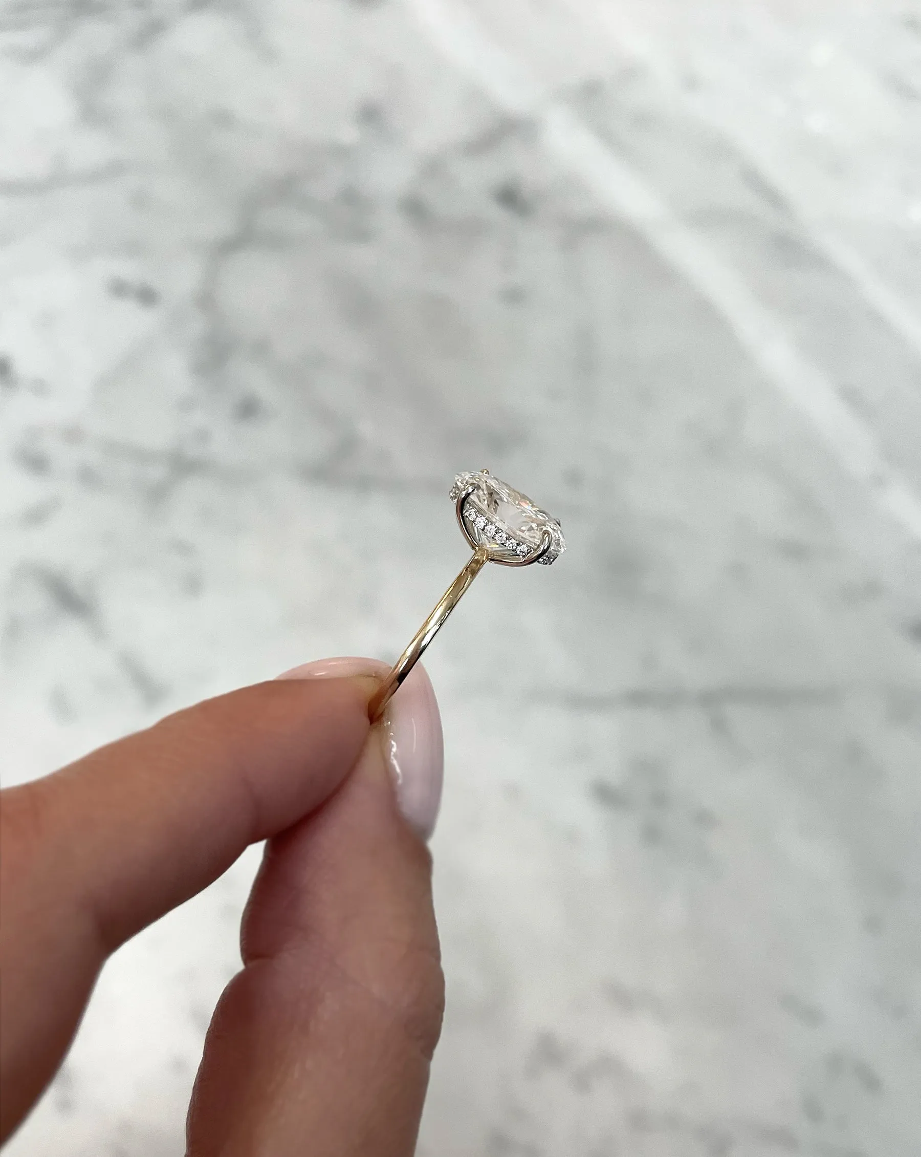 3.67 Lab Grown Oval Whisper Thin® Hidden Halo