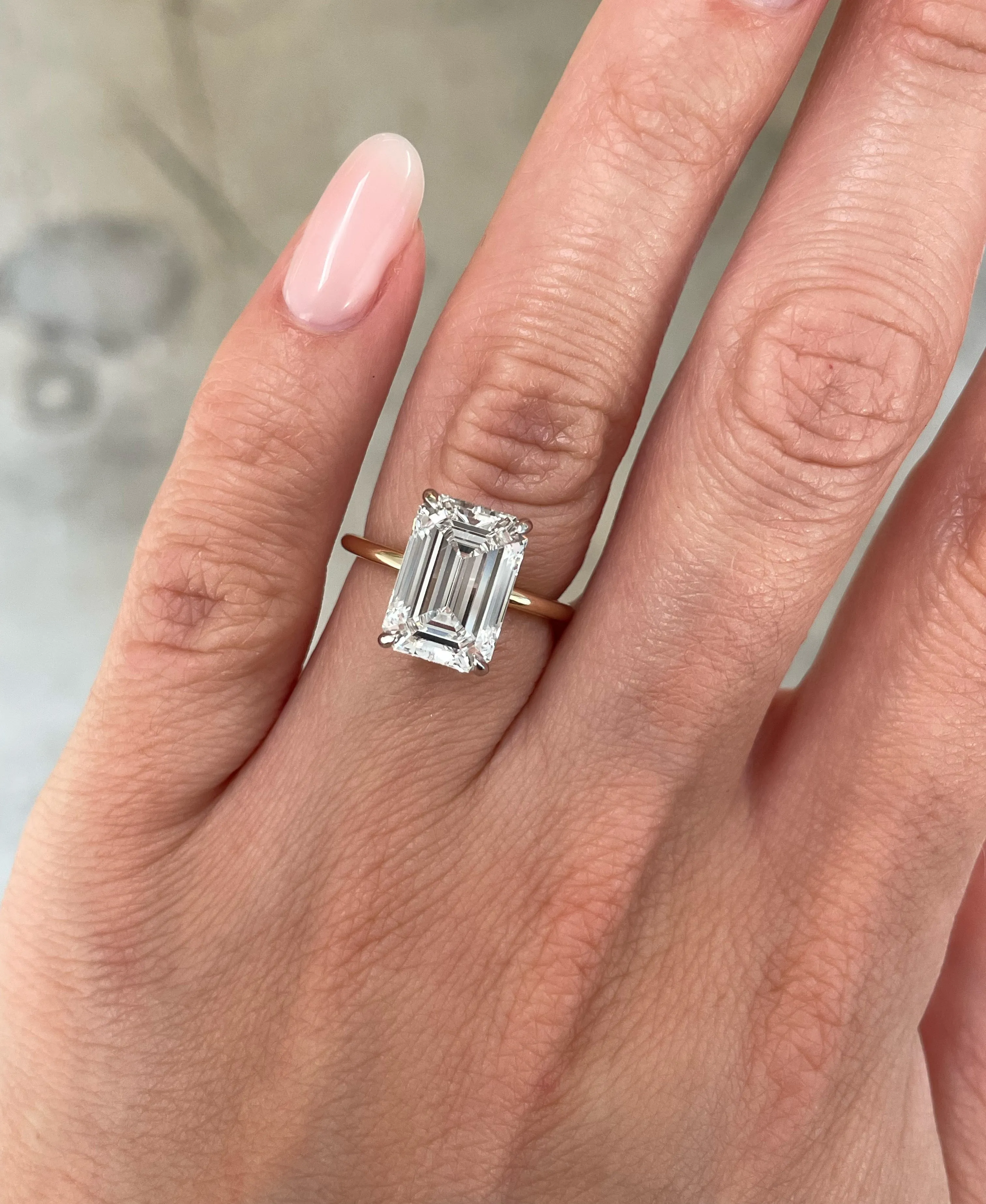 4.02 Lab Grown Emerald Whisper Thin® Hidden Halo