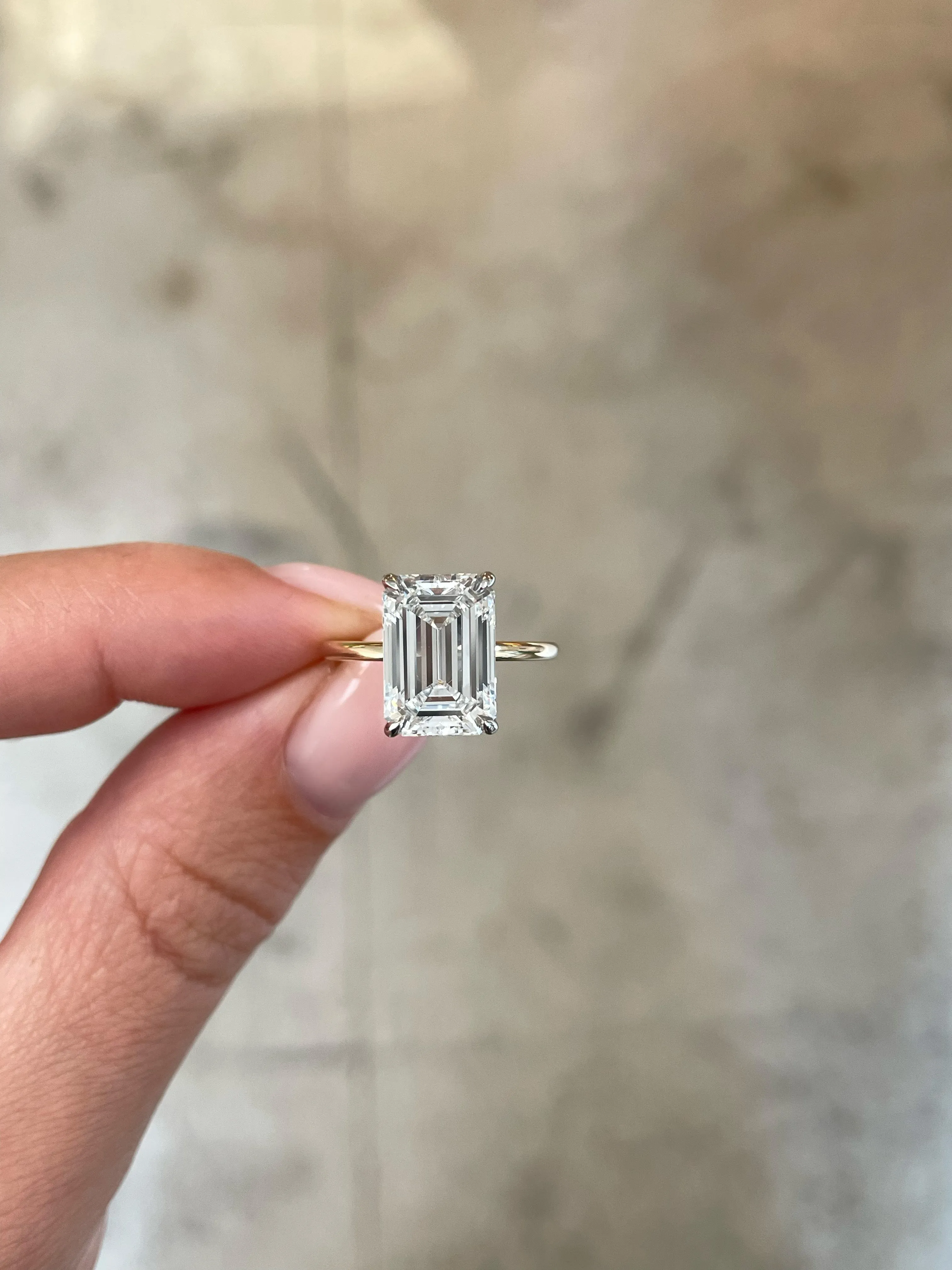 4.02 Lab Grown Emerald Whisper Thin® Hidden Halo