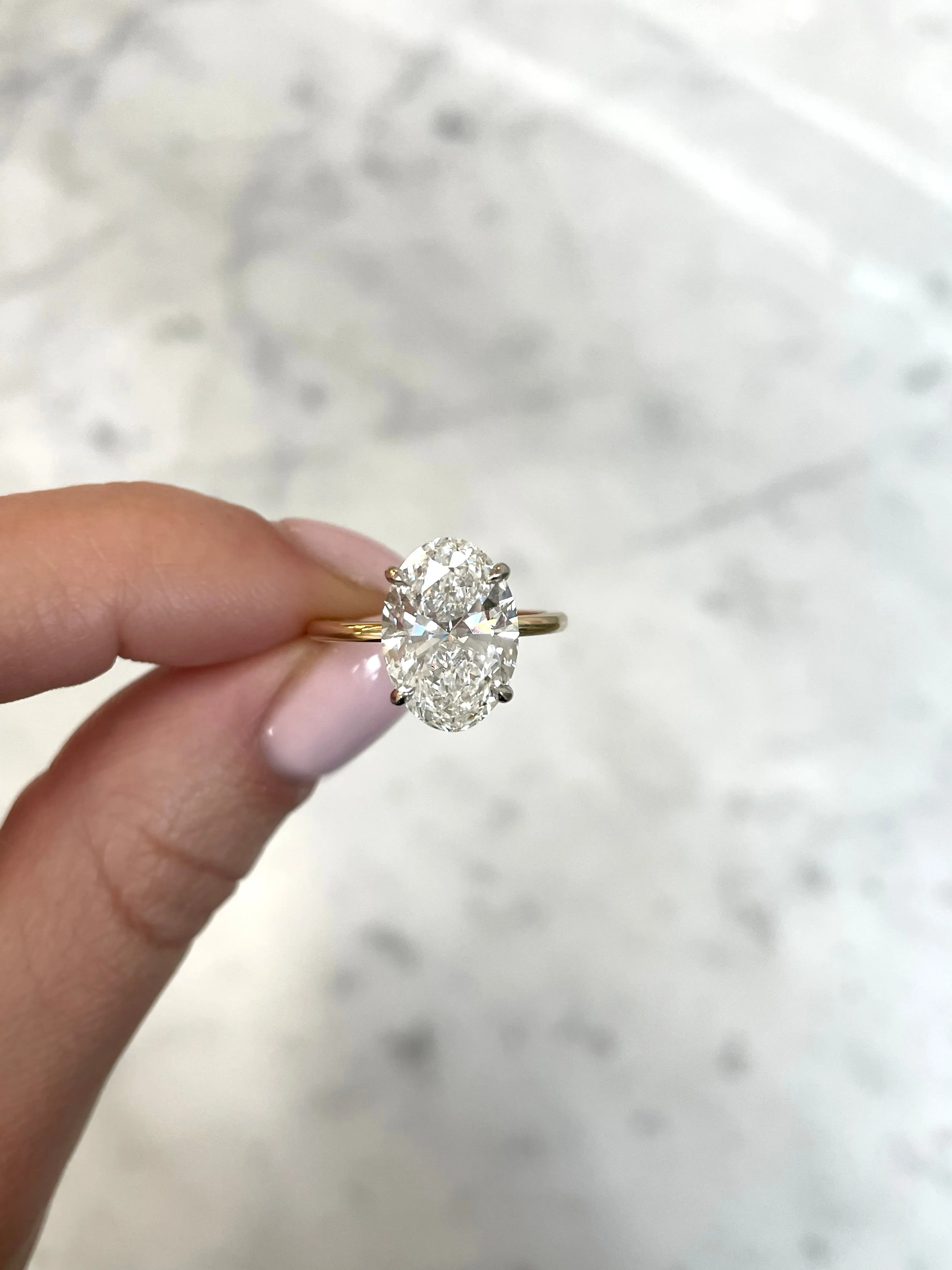 4.02 Lab Grown Oval Whisper Thin® Hidden Halo