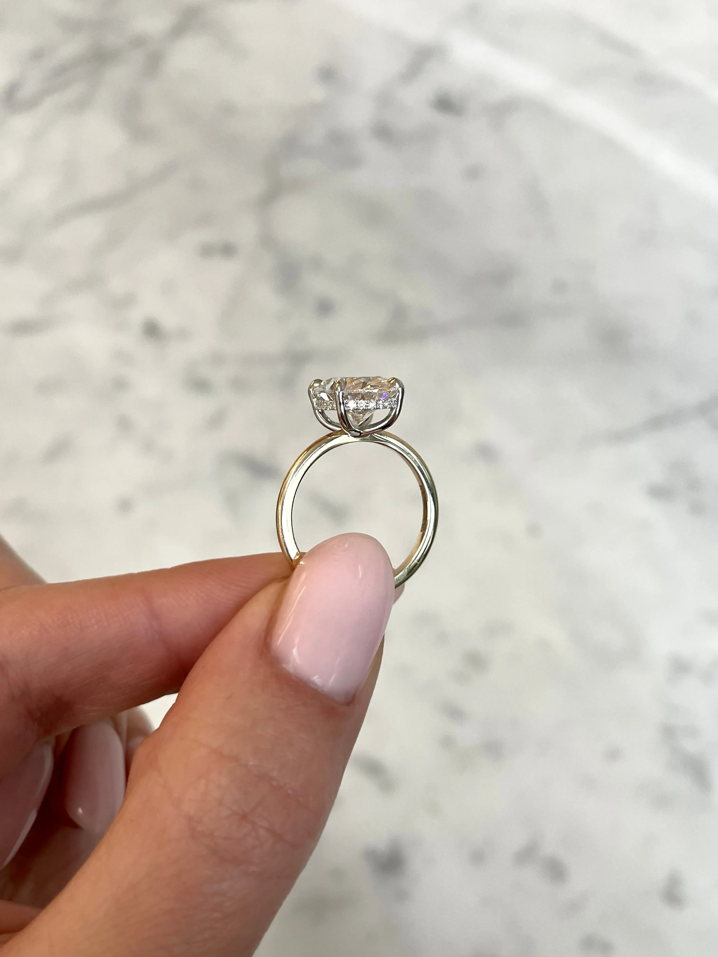 4.02 Lab Grown Oval Whisper Thin® Hidden Halo