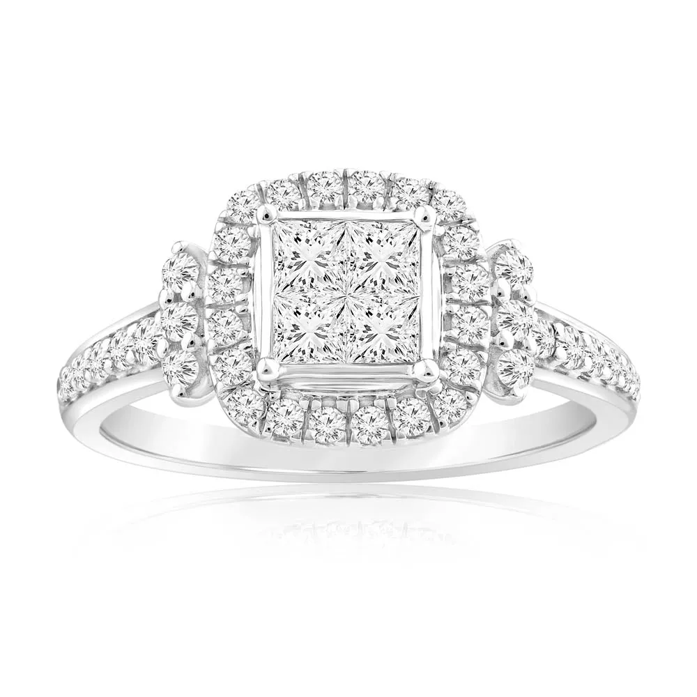 4/5 Carat Diamond Cushion Shape Engagement Ring in 14ct White Gold
