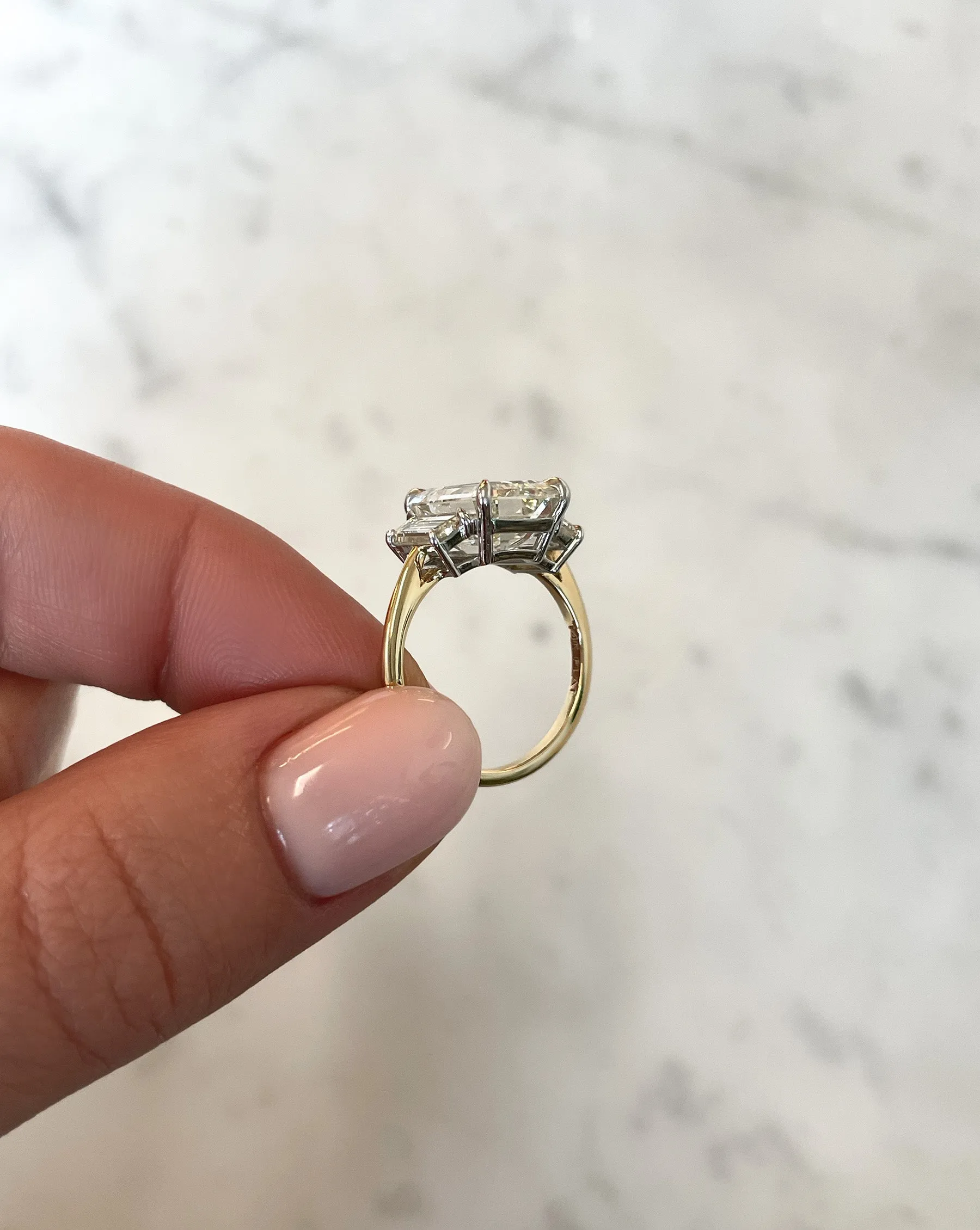 5.02 Emerald Whisper Thin® Three Stone With Trapezoids